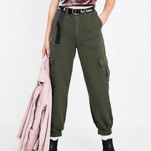 BDG cuffed cargo pants in army green